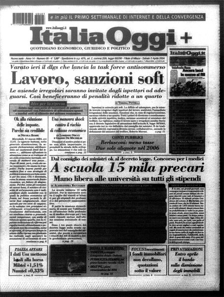 Italia oggi : quotidiano di economia finanza e politica